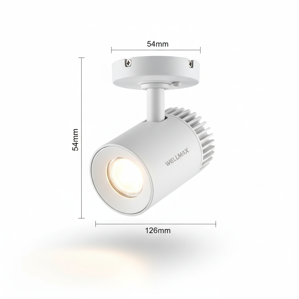 10W, 3000K, 54mm x 126mm, WELLMAX, Eagle Eye Track Light (Surface White)