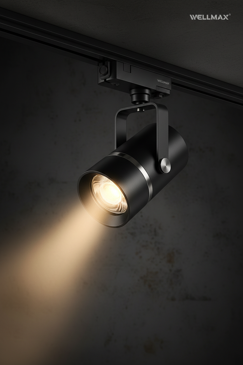 30W, 3000K, 76mm x 180mm, WELLMAX, Eagle Eye Track Light (Premium Black)