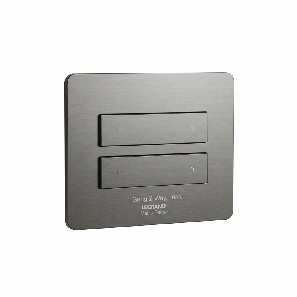 1 Gang 2 Way, 16AX, Legrand, Mallia Sense Series, Switch (Dark Silver)