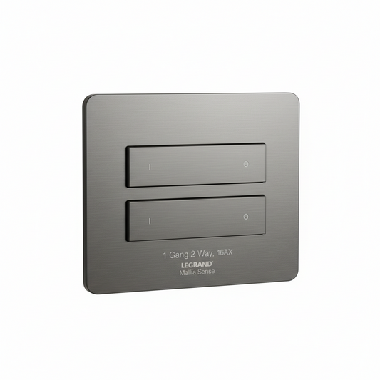 1 Gang 2 Way, 16AX, Legrand, Mallia Sense Series, Switch (Dark Silver)