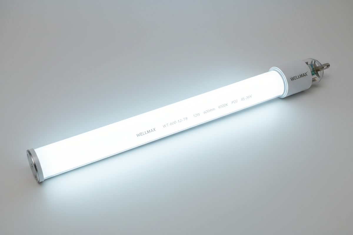 WT-600-12-T8, 12W, IP 20, 600mm, 6500K, WELLMAX, (85V-265V) LED T8 Tube Light